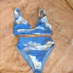 Beach Riot High Wait Cloud Print Bikini Set